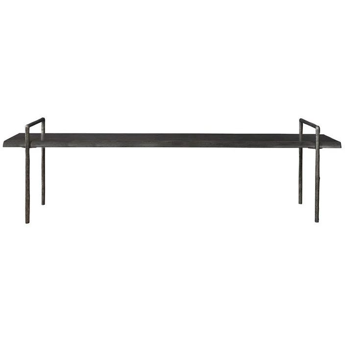 Uttermost Chandos Dark Gray Wood Modern Lodge Tarnished Silver Iron Bench - Image 2