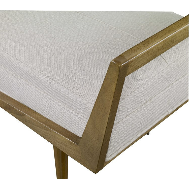 Uttermost Waylon Tufted Ivory Fabric Seat Cushion Modern Birch Wood Bench - Image 5