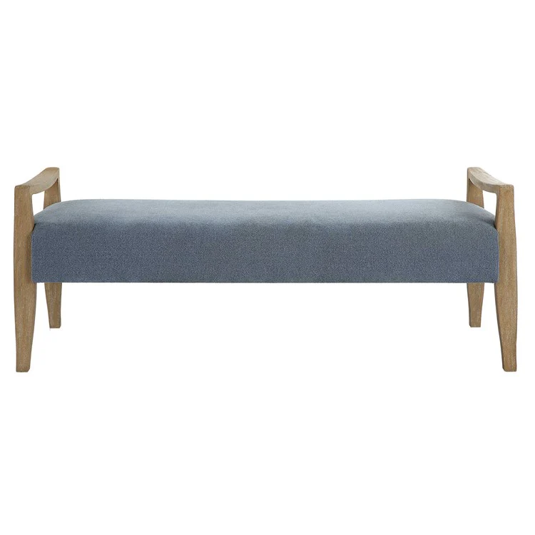 Uttermost Daylight Bench Sky Blue Seat With Natural Oak Base - Image 3