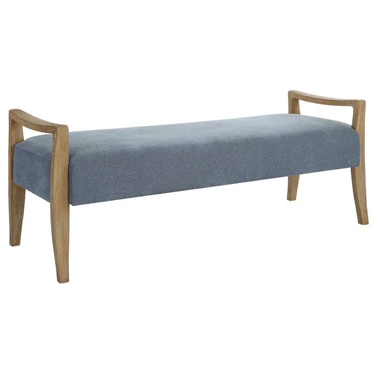 Uttermost Daylight Bench Sky Blue Seat With Natural Oak Base - Image 4
