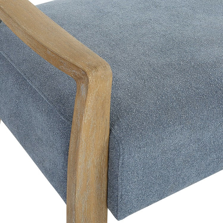 Uttermost Daylight Bench Sky Blue Seat With Natural Oak Base - Image 6