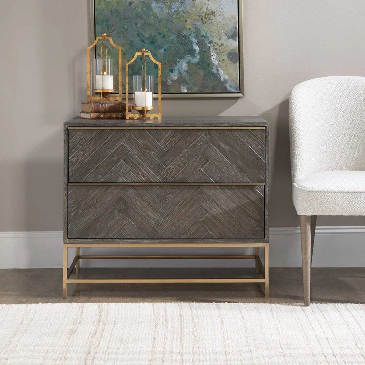 Uttermost Armistead 2 Drawer Chest With Brushed Bass Base - Image 3