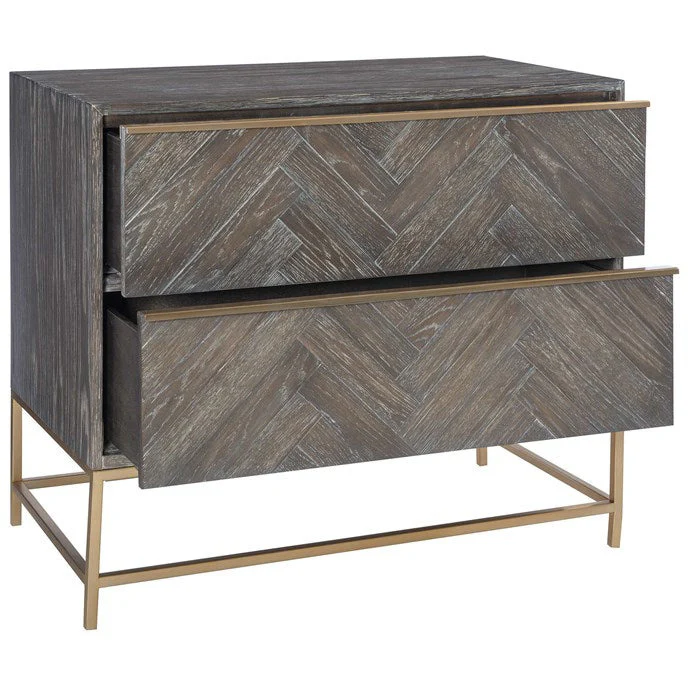 Uttermost Armistead 2 Drawer Chest With Brushed Bass Base - Image 4