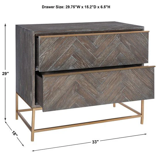 Uttermost Armistead 2 Drawer Chest With Brushed Bass Base - Image 7