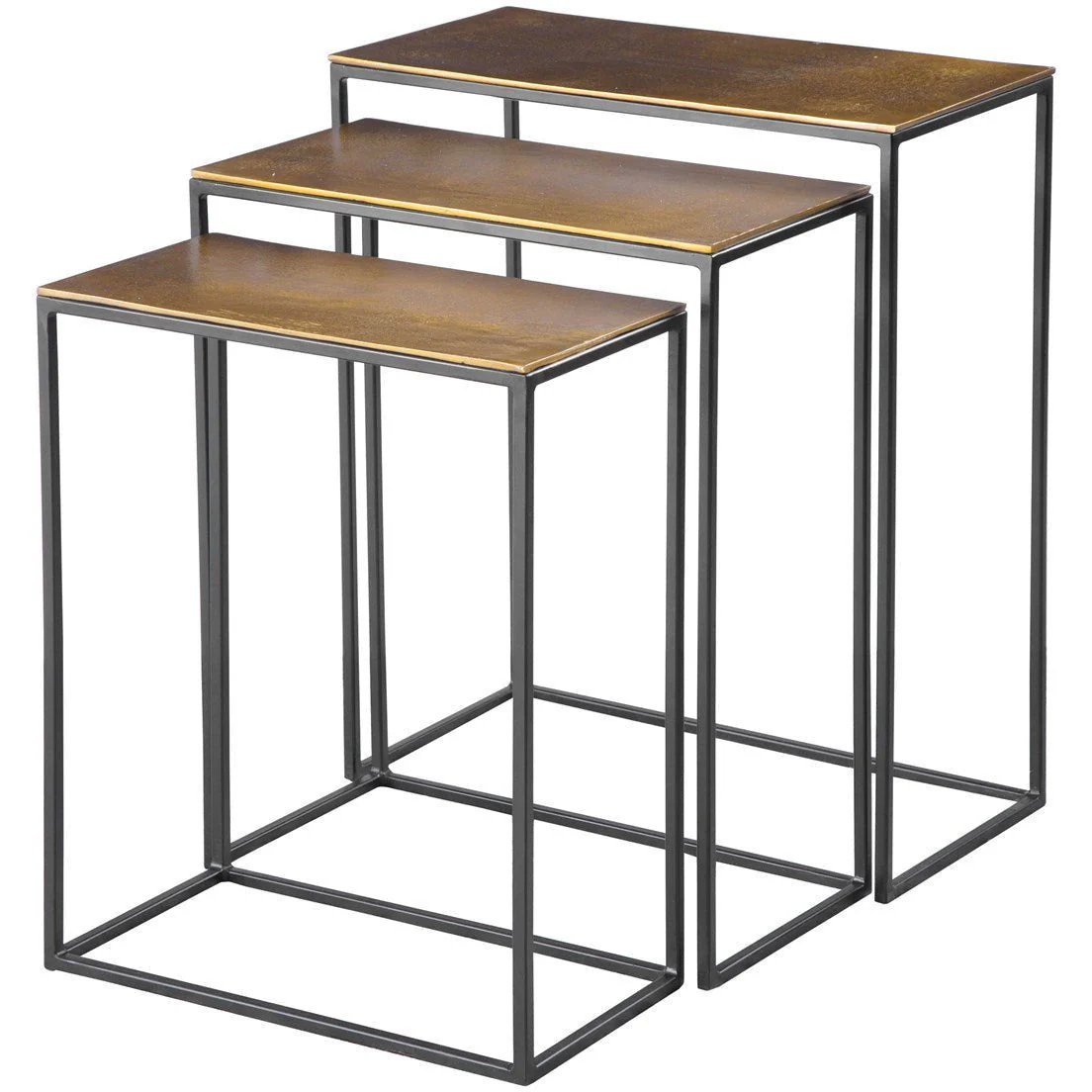 Uttermost Coreene Antiqued Gold With Aged Black Iron Set of 3 Modern Nesting Tables - Image 2