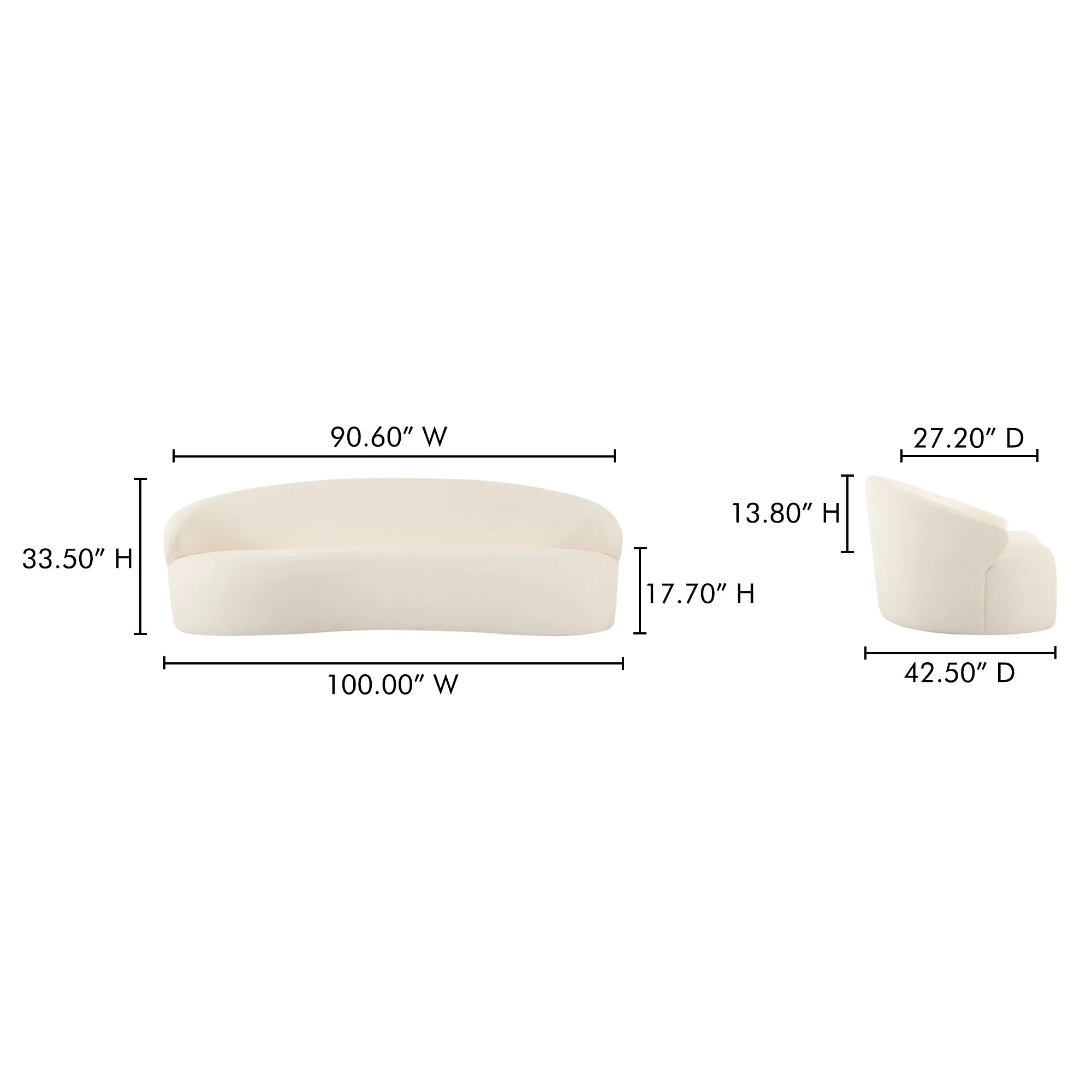 Moe's Home Collection Cove Outdoor Curved Sofa ~ Cream All Weather Fabric - Image 8