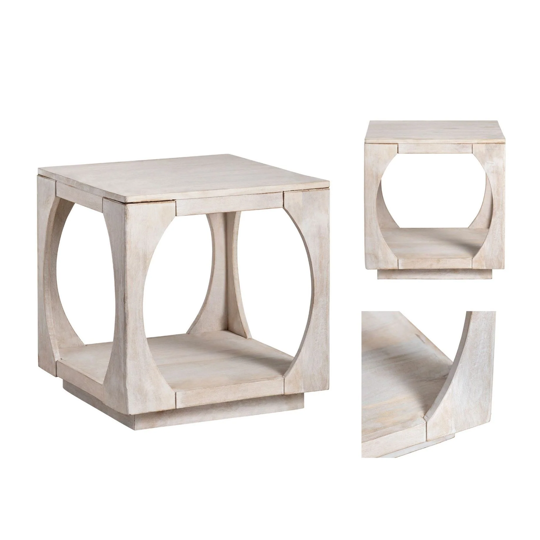 Crestview Collection Apollo Whitewashed Mango Wood End Table - Image 3
