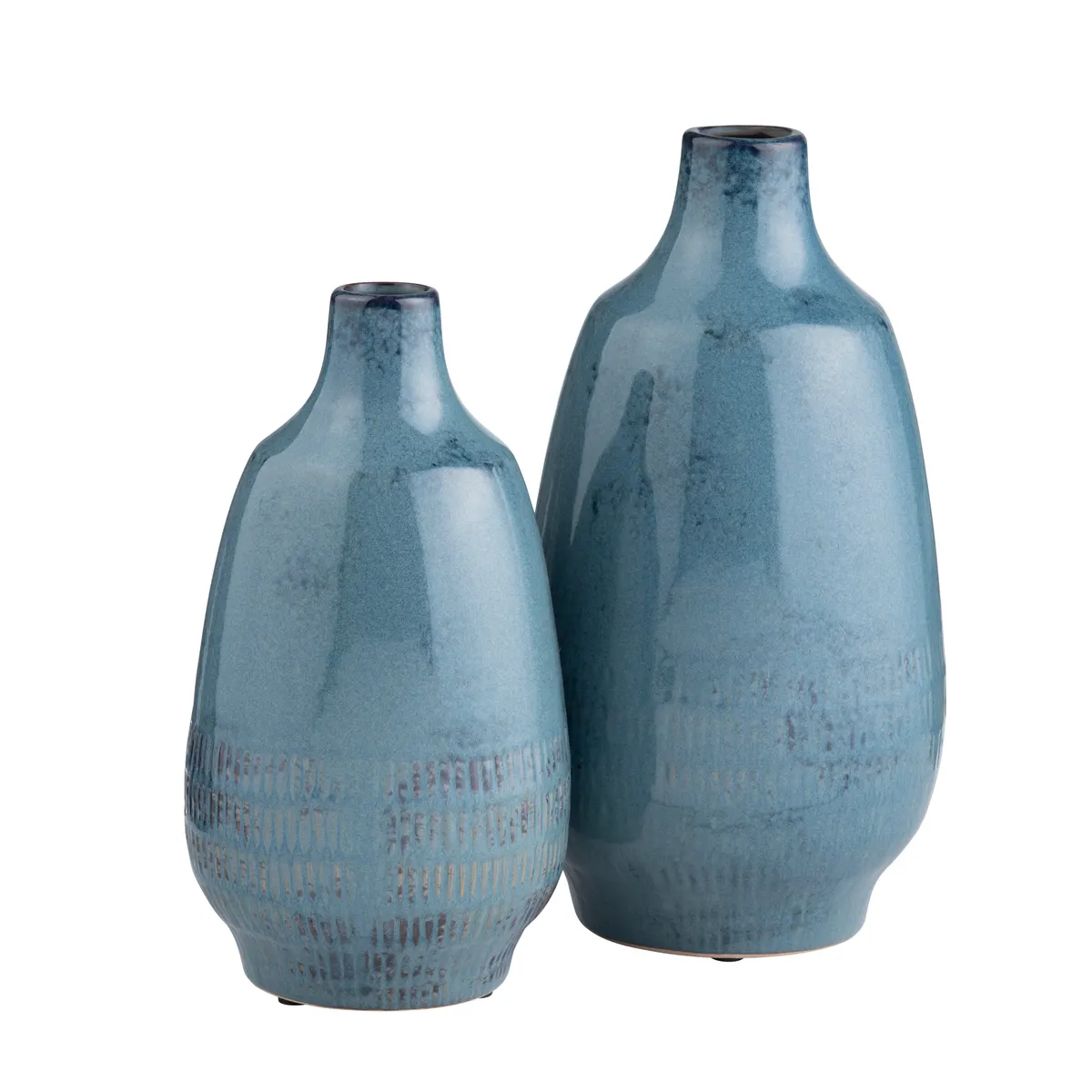 Crestview Collection Arden Blue Ceramic Vases ~ Set Of 2 - Image 3