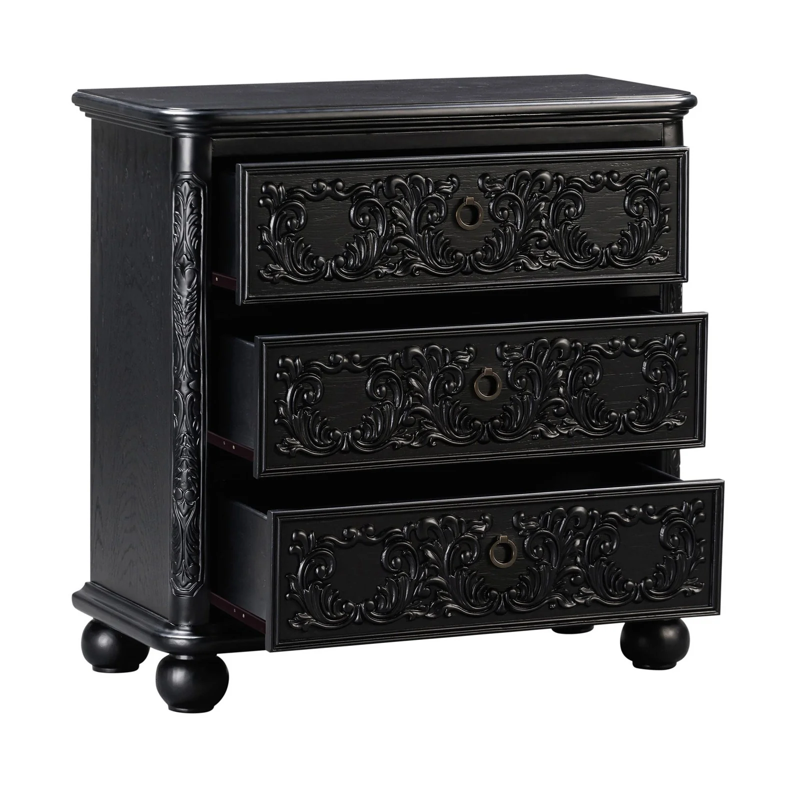 Crestview Collection Ashleigh Black 3 Drawer Chest - Image 3
