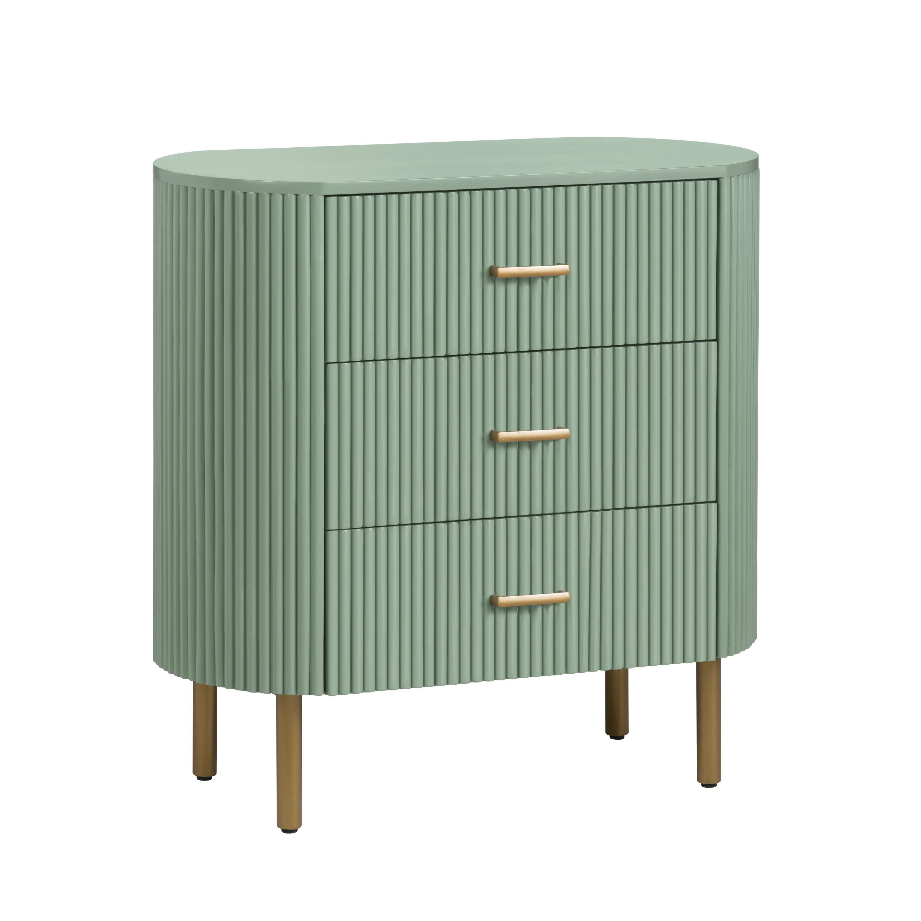 Crestview Collection Astoria Green Fluted Three Drawer Chest - Image 2