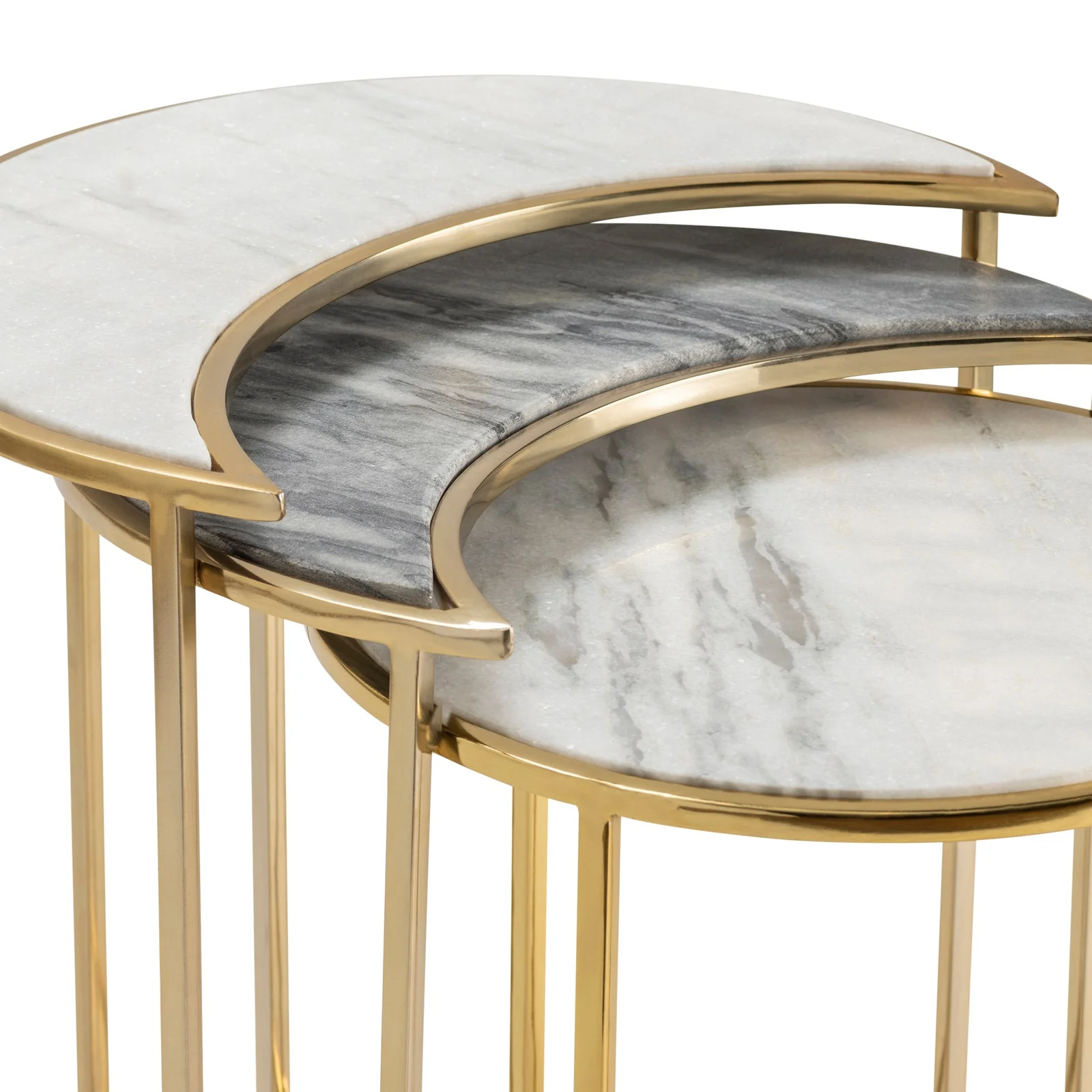 Crestview Collection Astronomy Set of 2 Marble Nesting Tables - Image 2