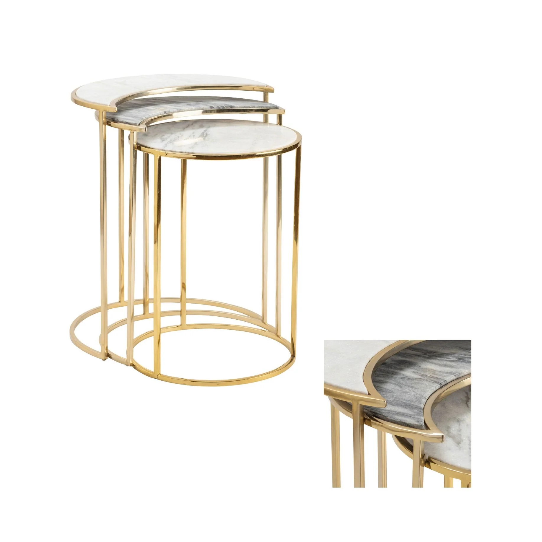 Crestview Collection Astronomy Set of 2 Marble Nesting Tables - Image 3