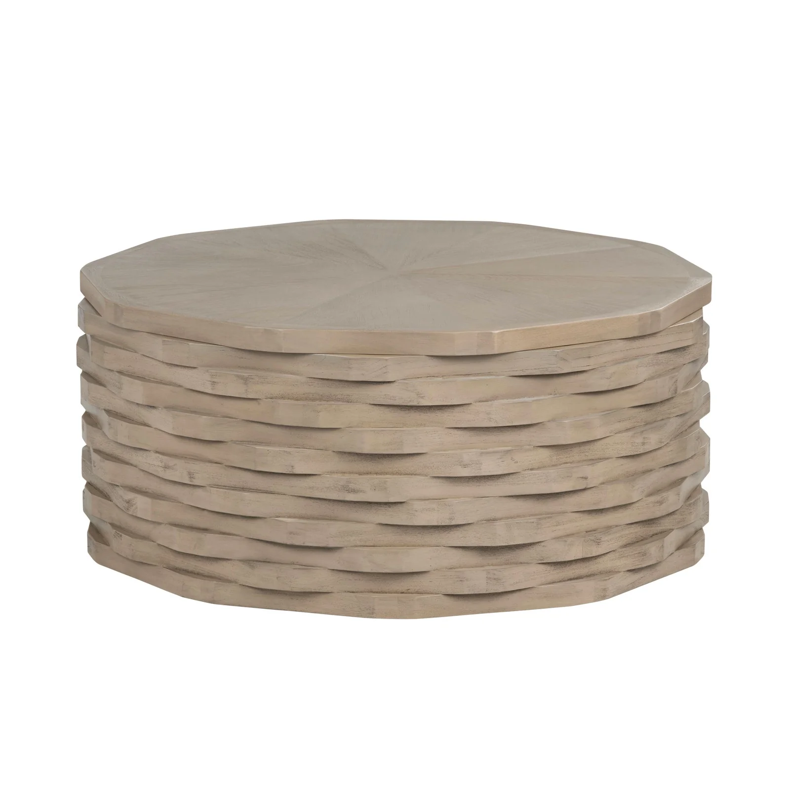 Crestview Collection Baker Basket Weave Storage Round Coffee Table - Image 3