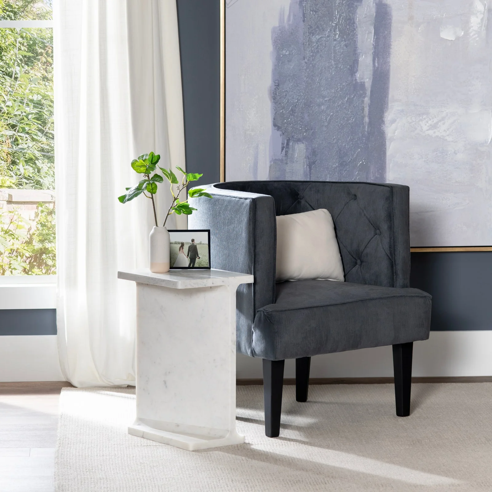 Crestview Collection Beam Marble Accent Table