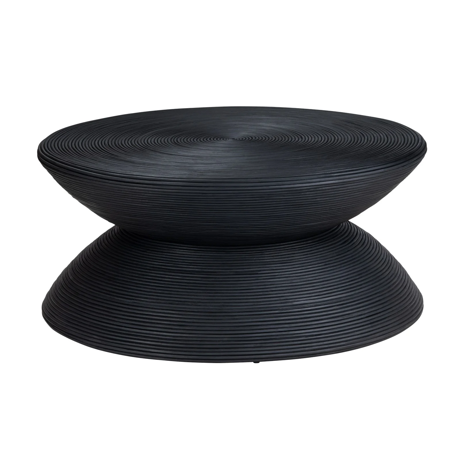 Crestview Collection Bengali Matte Black Rattan Round Coffee Table - Image 2