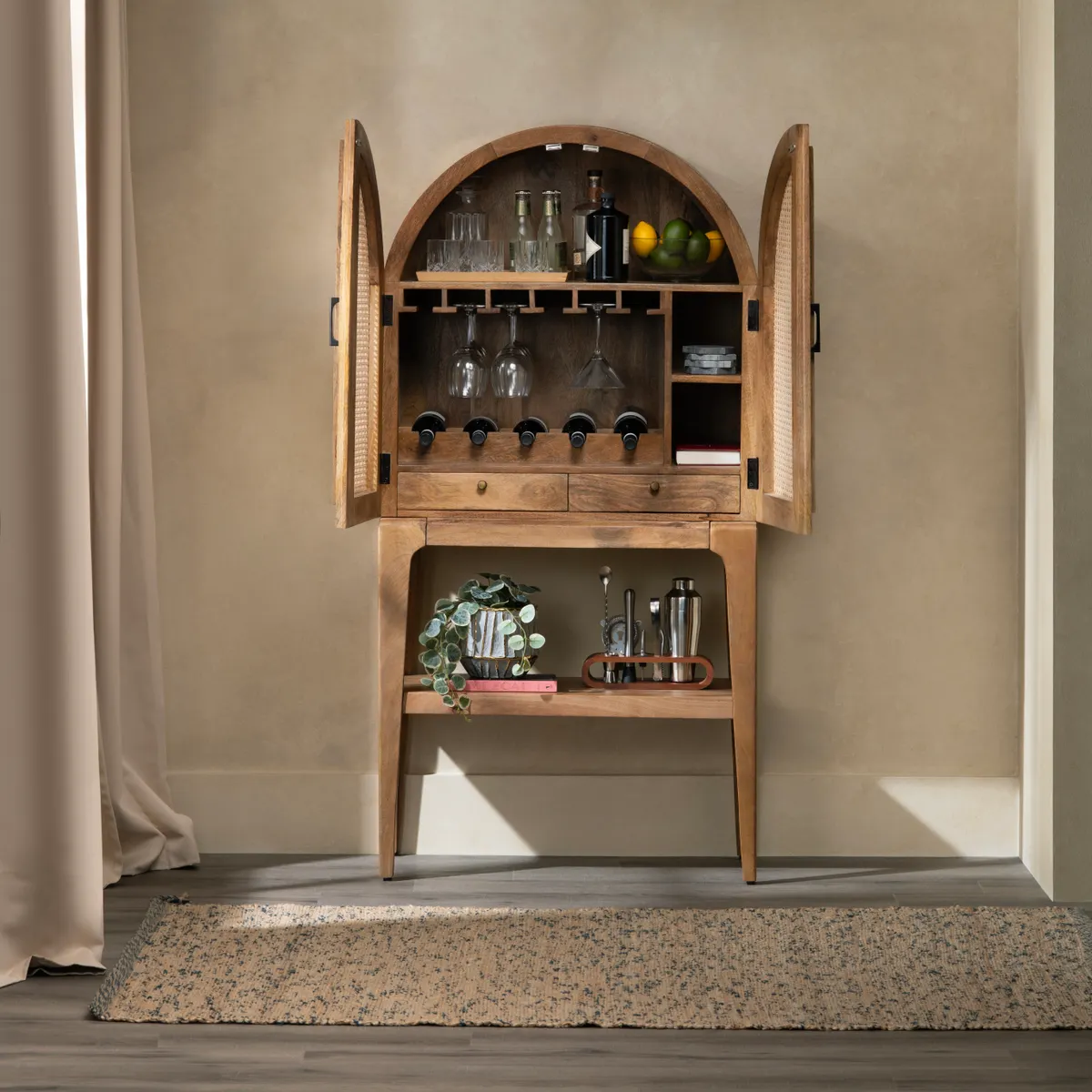 Crestview Collection Biscayne Mango Wood Bar Cabinet - Image 2