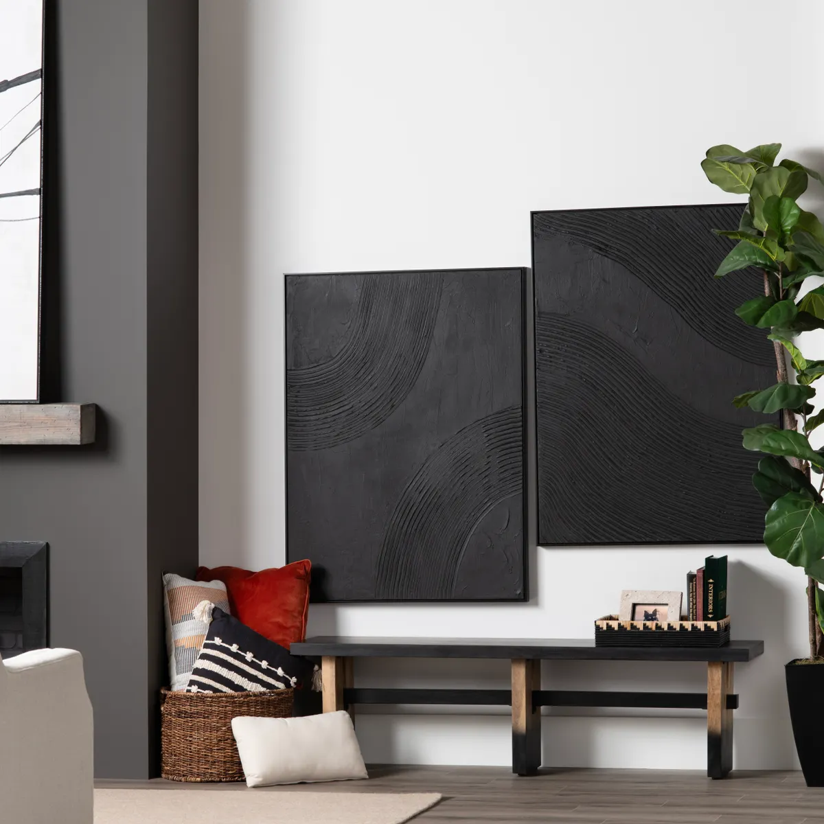 Crestview Collection Black Ways Abstract Wall Art ~ Set Of 2