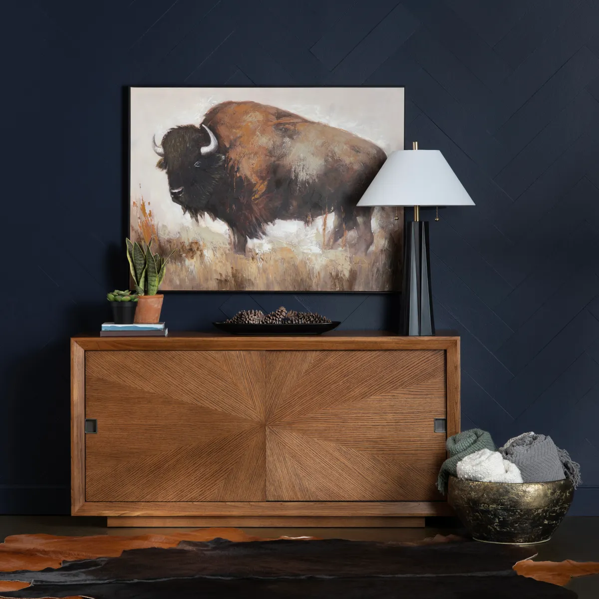 Crestview Collection Bolting Bison Hand Finished Wall Art