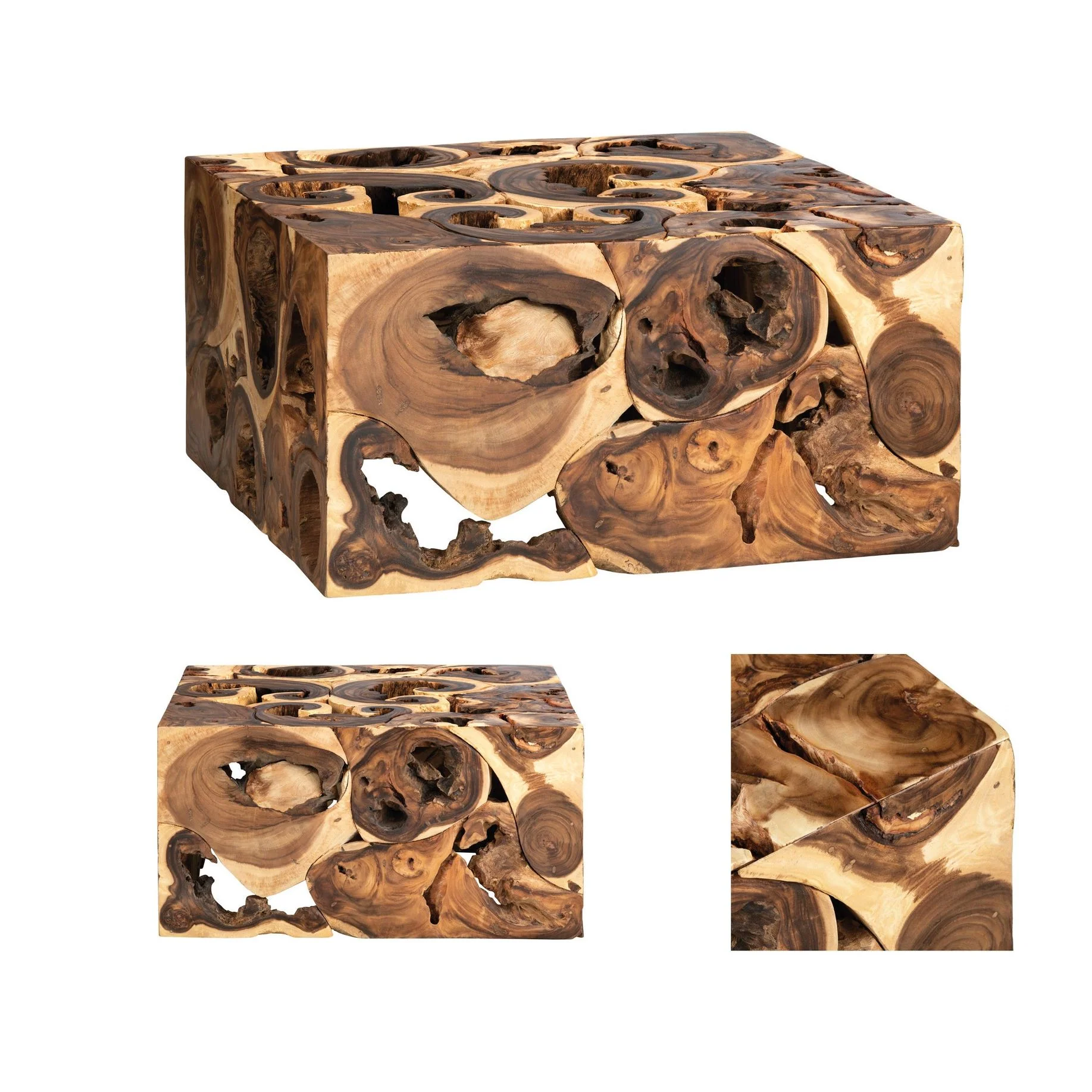 Crestview Collection Borneo Suar Modern Organic Coffee Table - Image 4