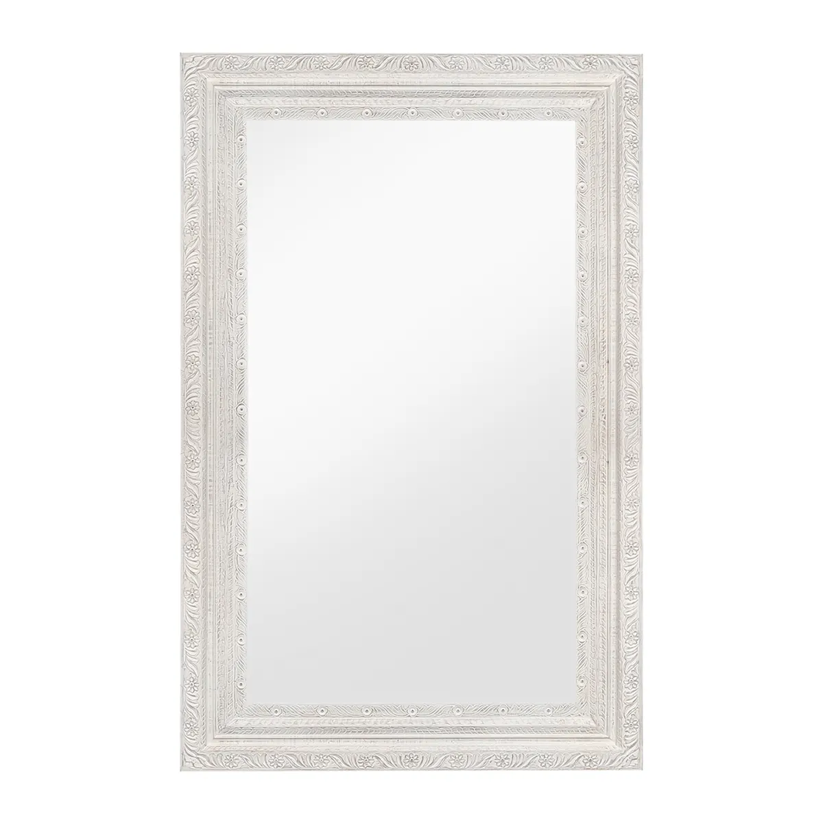 Crestview Collection Canton Carved Wooden White Frame Mirror