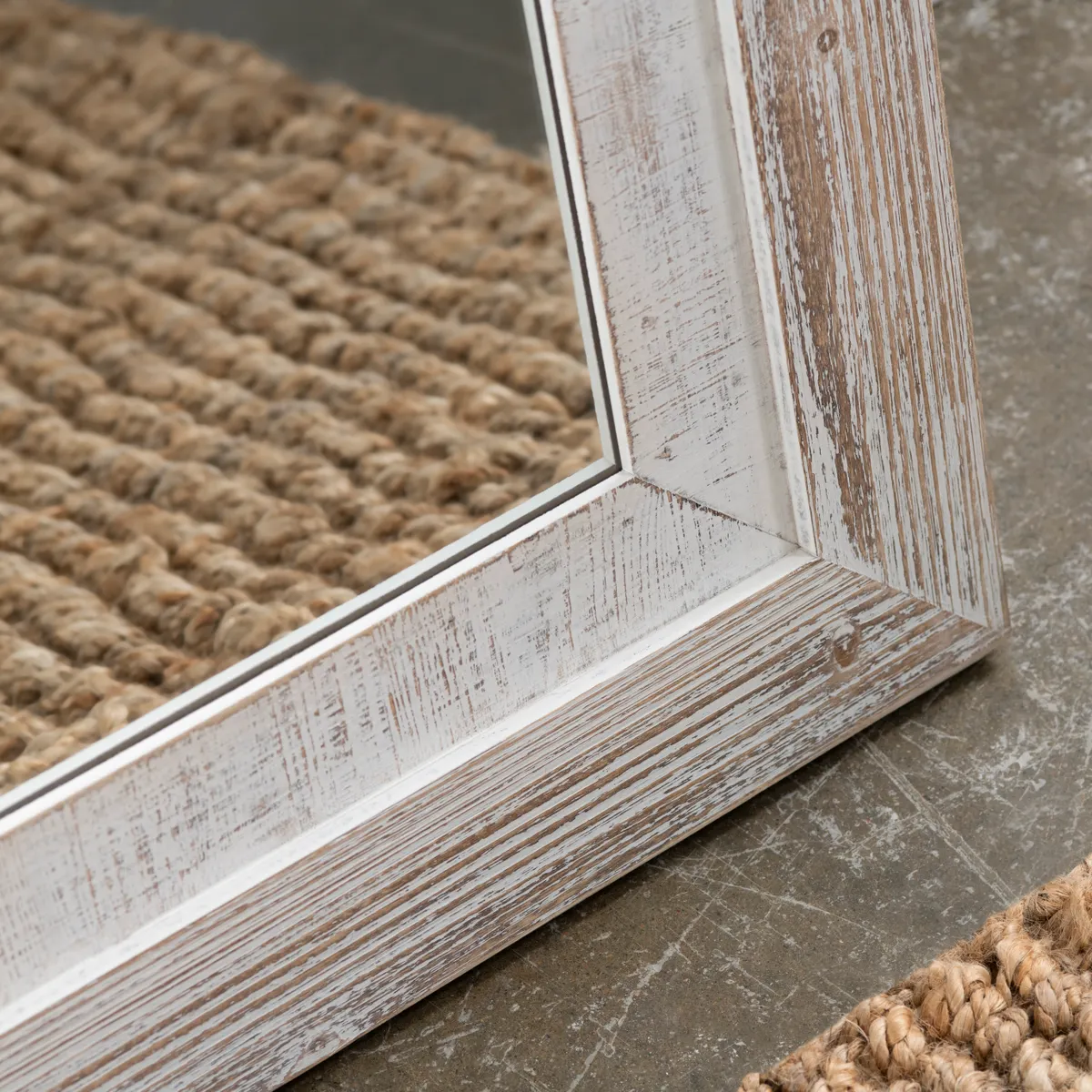 Crestview Collection Carrigan Whitewashed Wooden Frame Oversized Mirror - Image 3