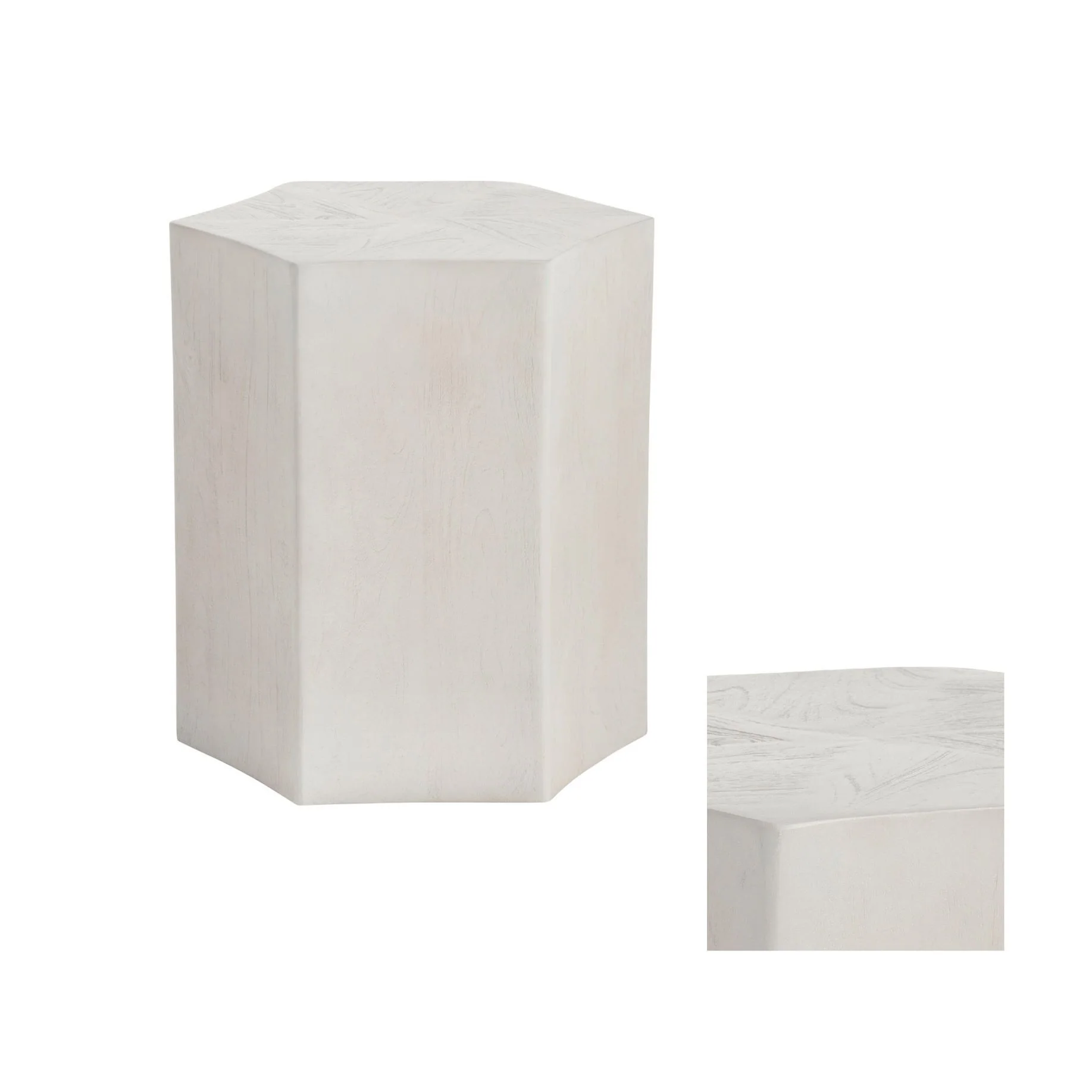 Crestview Collection Caspian Whitewashed Mango Wood Modern End Table - Image 4