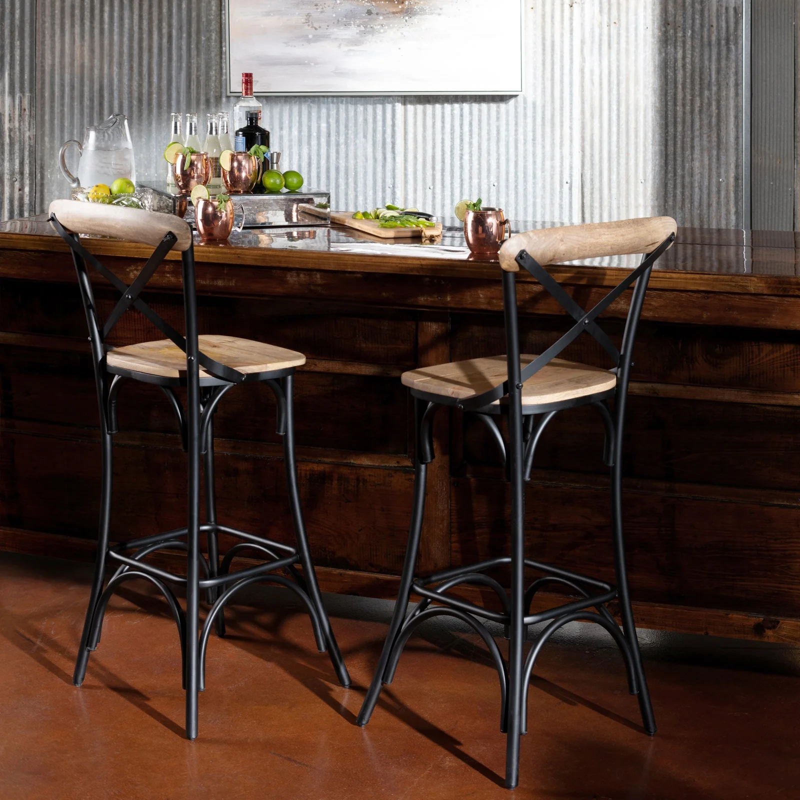 Crestview Collection Cedar Creek Mango Wood Bar Stool - Image 2