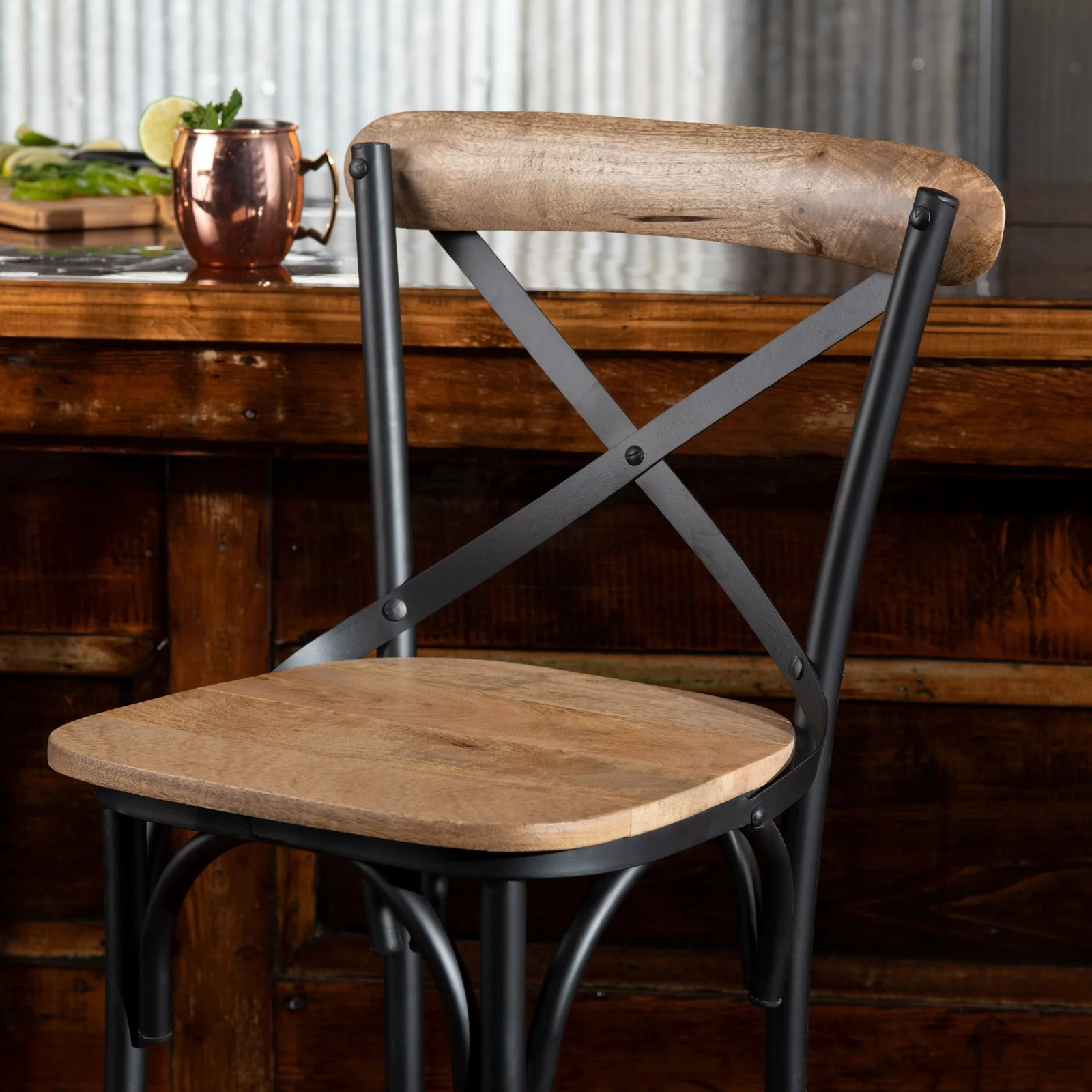 Crestview Collection Cedar Creek Mango Wood Bar Stool - Image 3