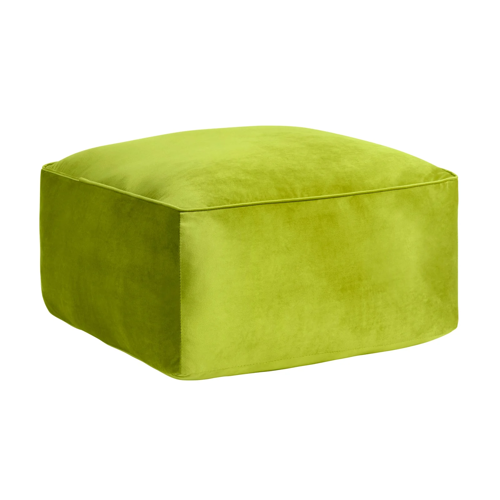 Crestview Collection Cerra Lime Green Velvet Square Foot Stool Pouf - Image 2