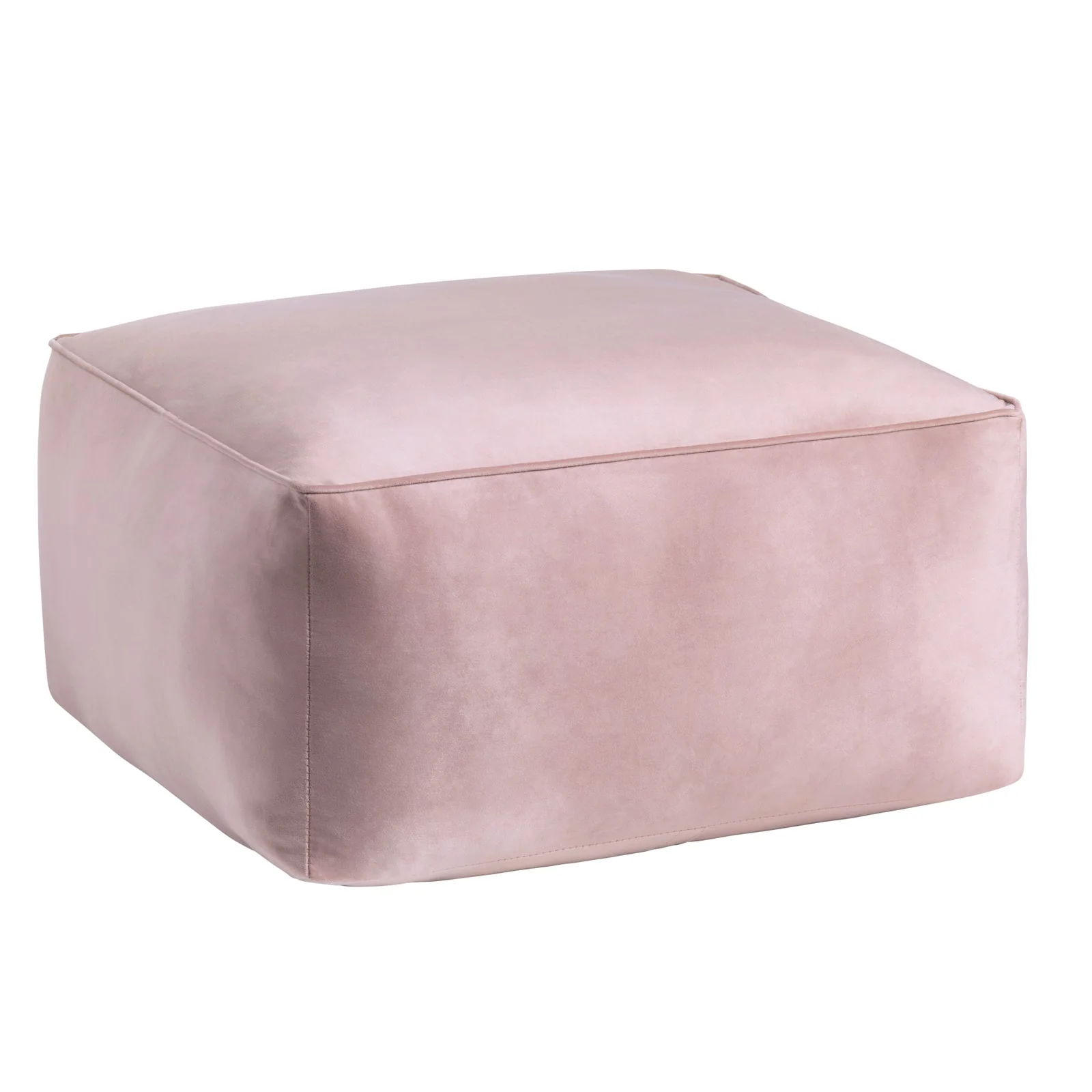 Crestview Collection Cerra Pink Velvet Square Foot Stool Pouf - Image 3