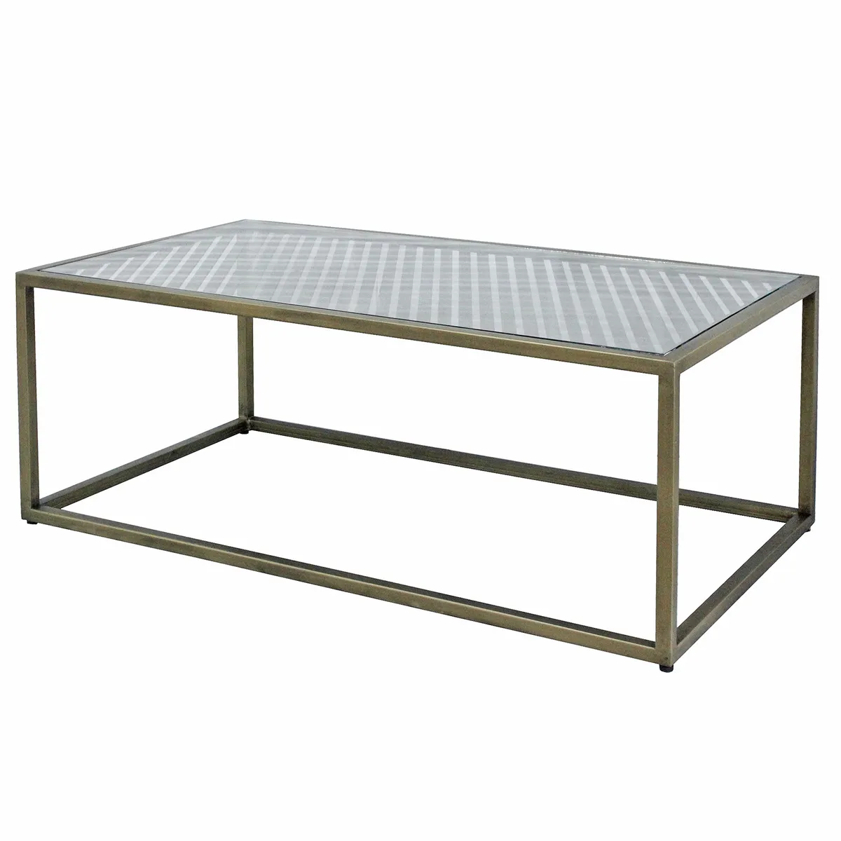 Crestview Collection Christian Rectangular Iron And Glass Coffee Table - Image 3