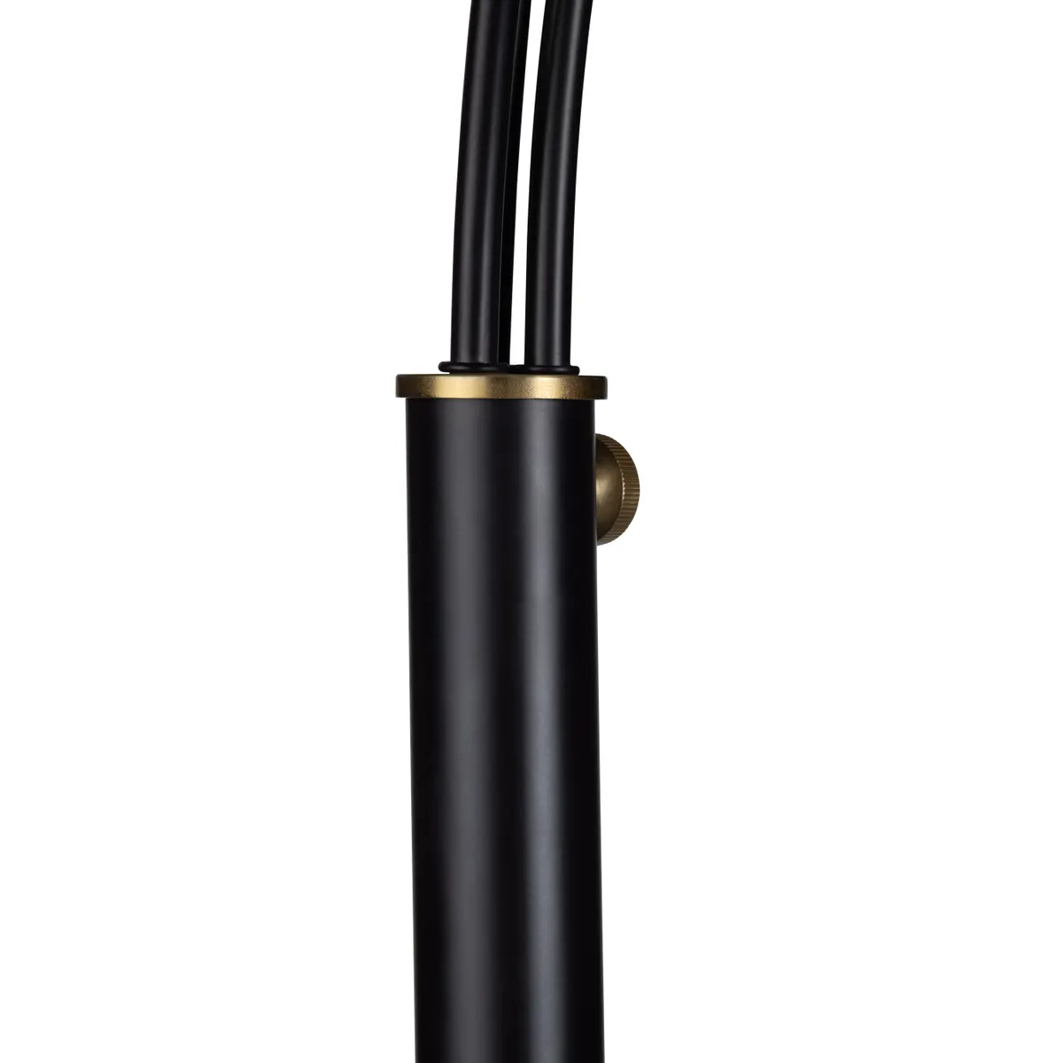 Crestview Collection Claremont Sleek Black Floor Lamp With Three White Linen Shades - Image 3