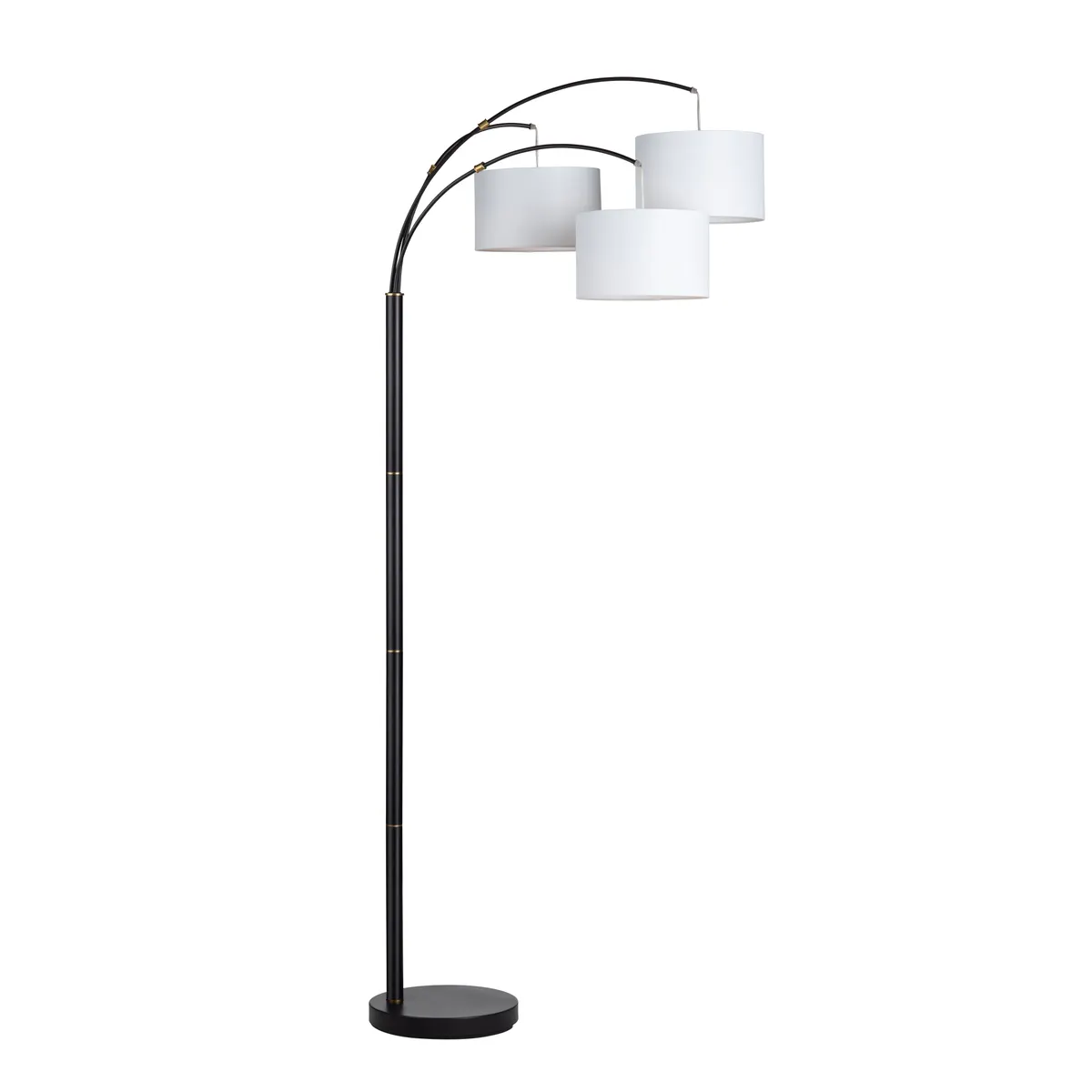 Crestview Collection Claremont Sleek Black Floor Lamp With Three White Linen Shades - Image 5