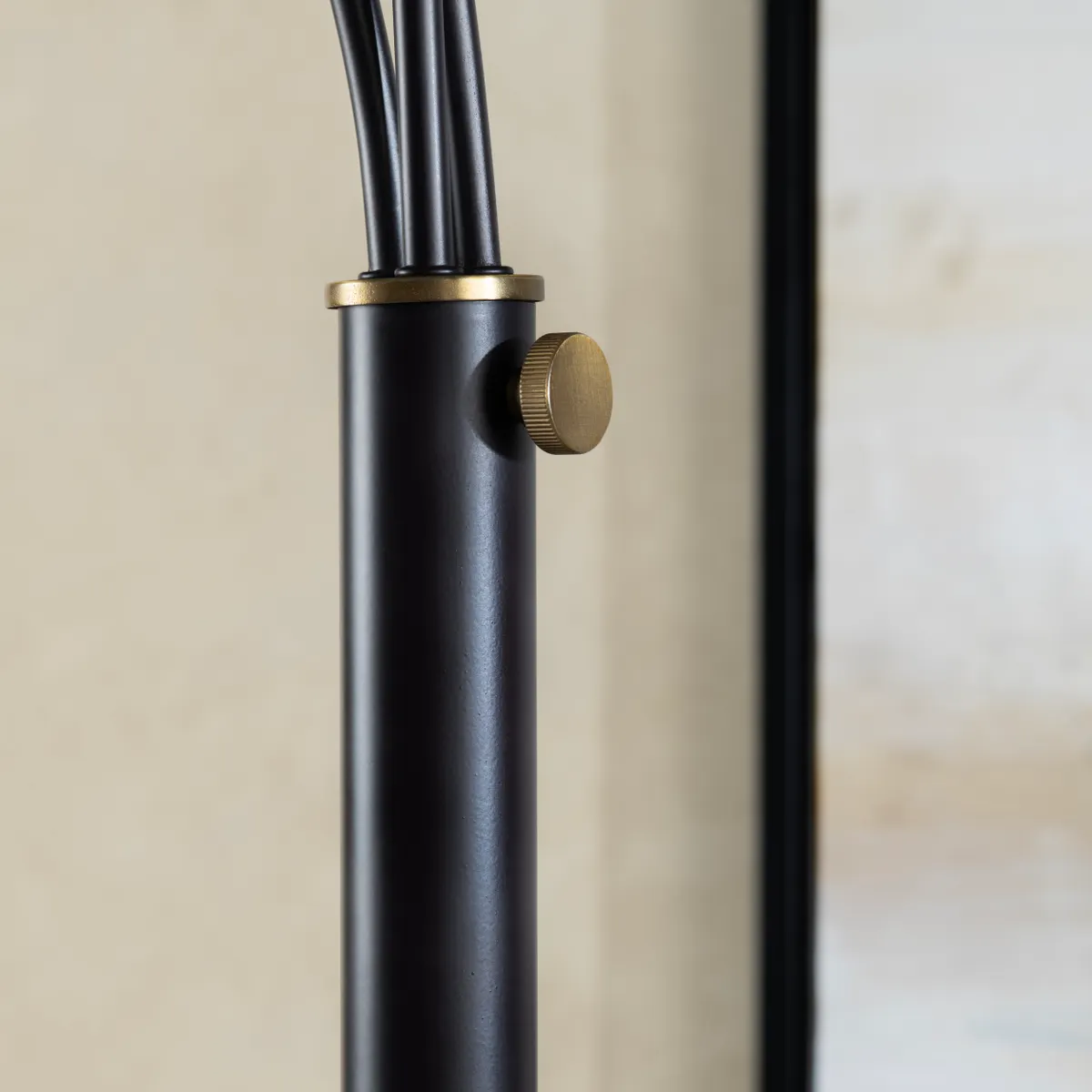 Crestview Collection Claremont Sleek Black Floor Lamp With Three White Linen Shades - Image 6