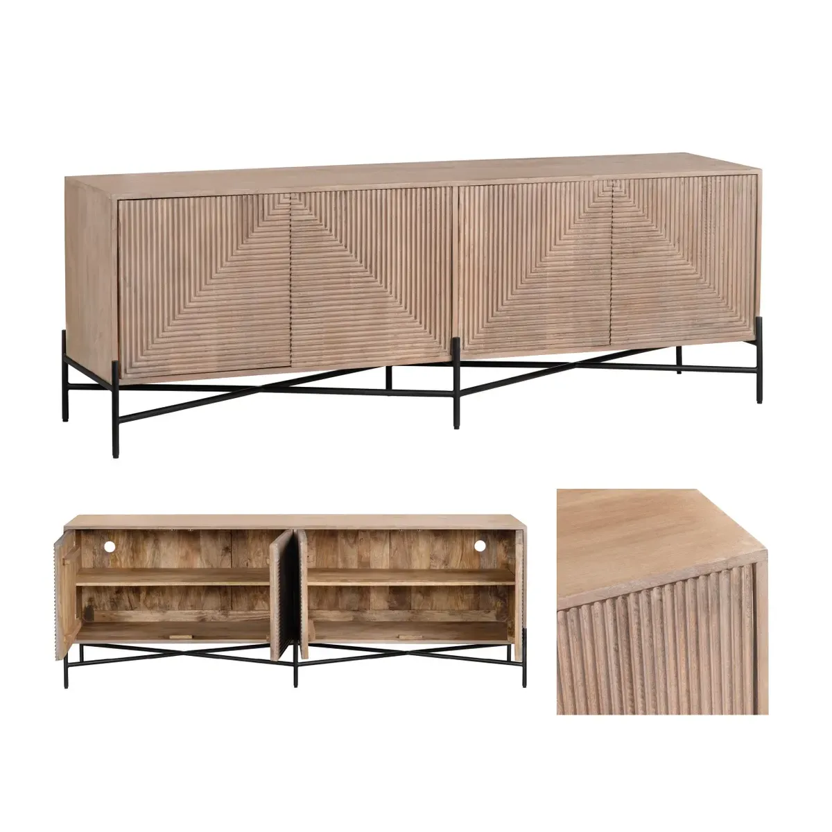 Crestview Collection Cordell Wood Four- Door Sideboard - Image 7