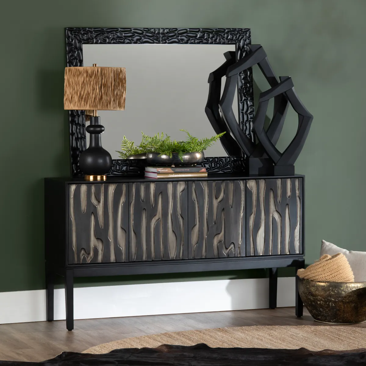 Crestview Collection Dalton 1 Black Framed Mirror