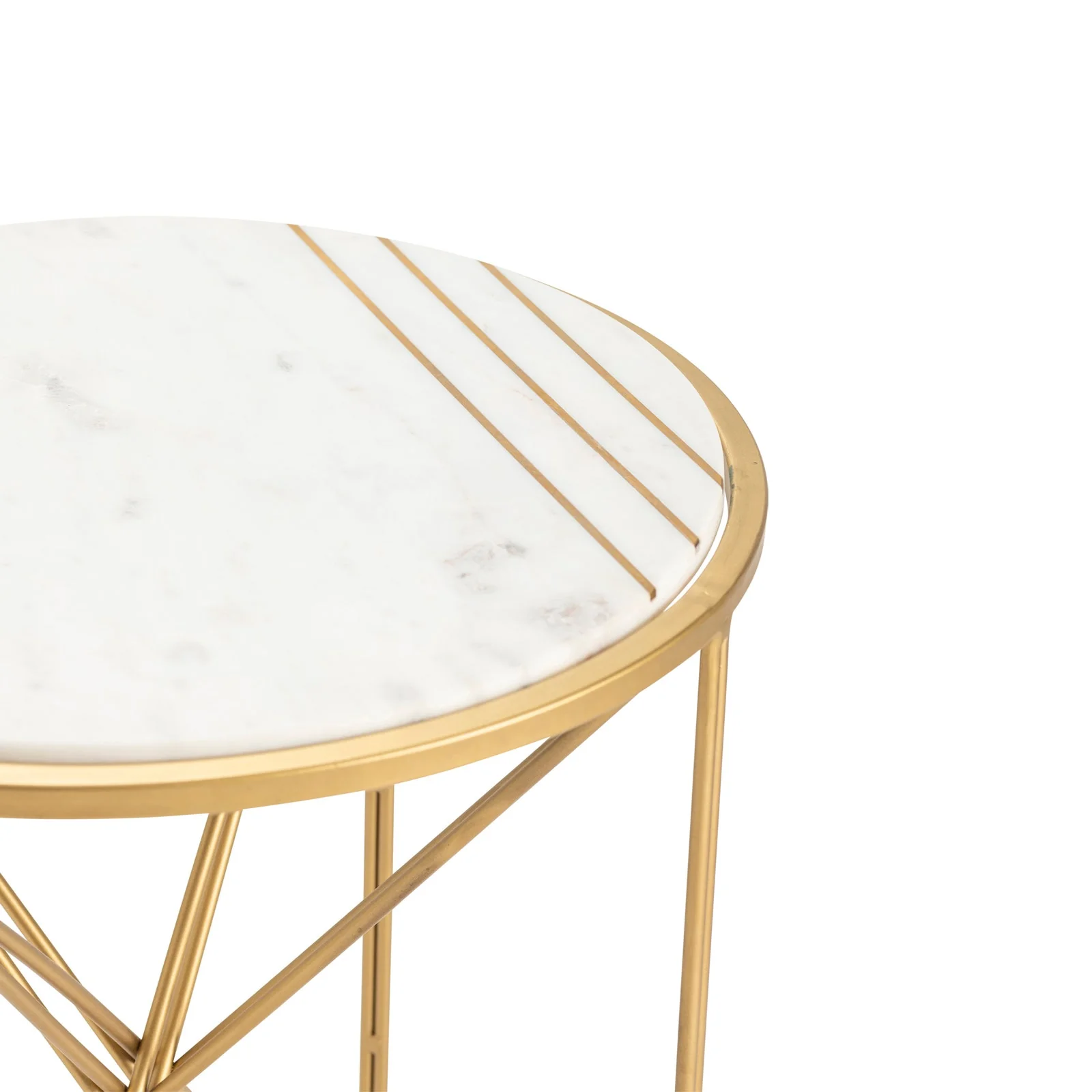 Crestview Collection Darby White Marble and Gold Round Accent Table - Image 3
