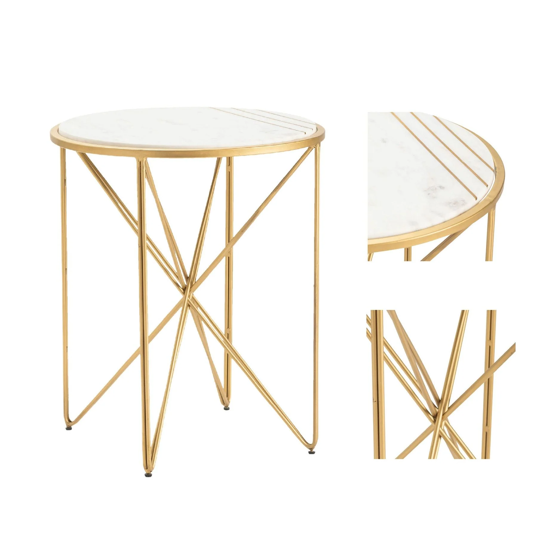 Crestview Collection Darby White Marble and Gold Round Accent Table - Image 4