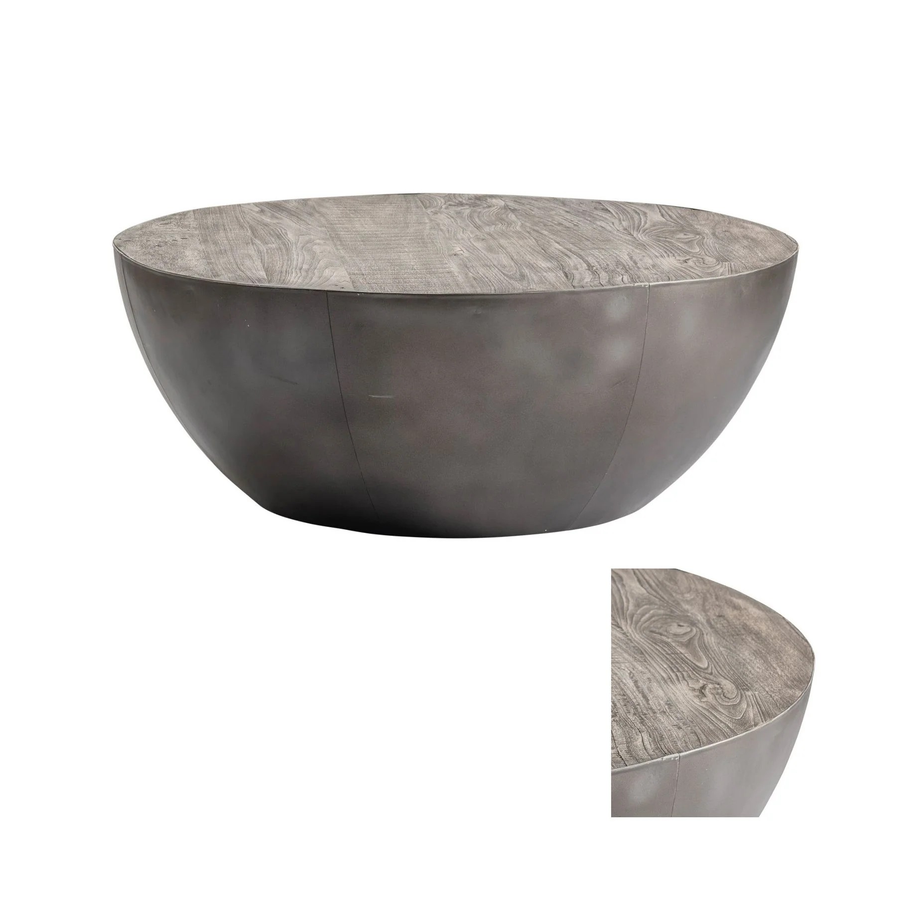 Crestview Collection Darlington Modern Organic Dark Gray Round Coffee Table - Image 3