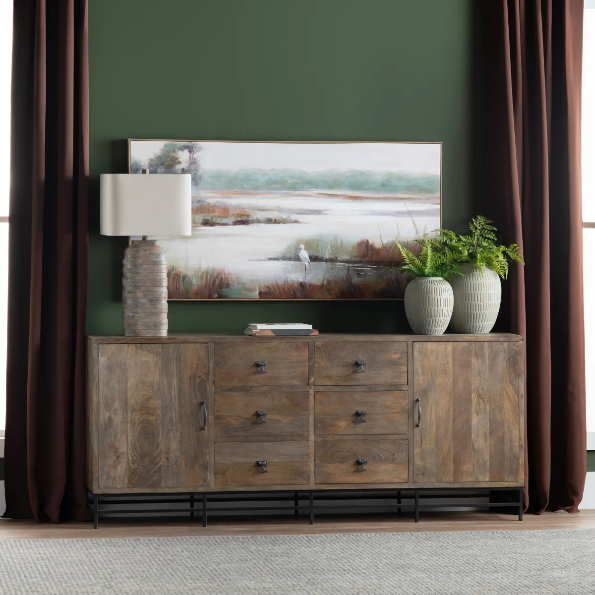 Crestview Collection Devonshire Black Iron Accent Sideboard