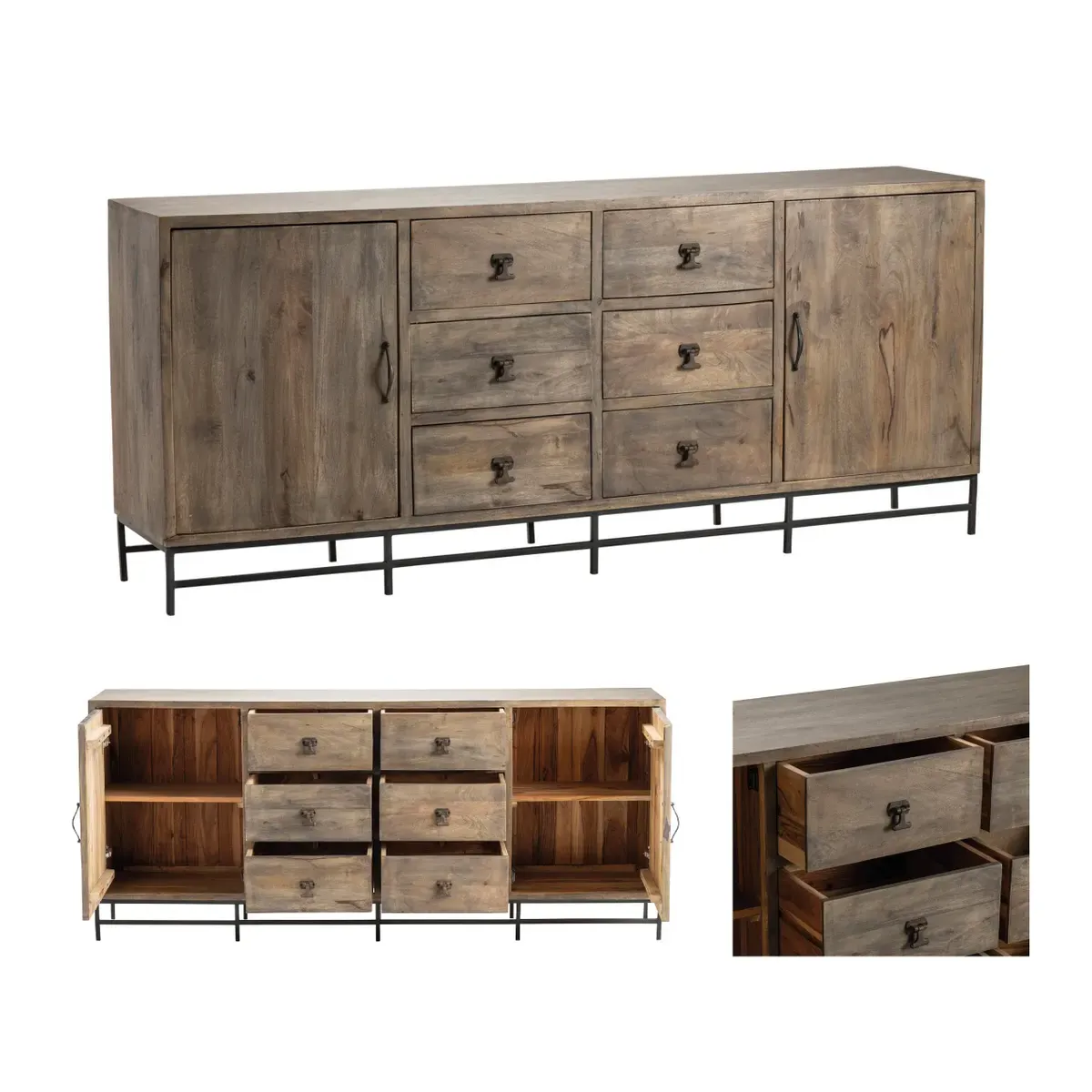 Crestview Collection Devonshire Black Iron Accent Sideboard - Image 9