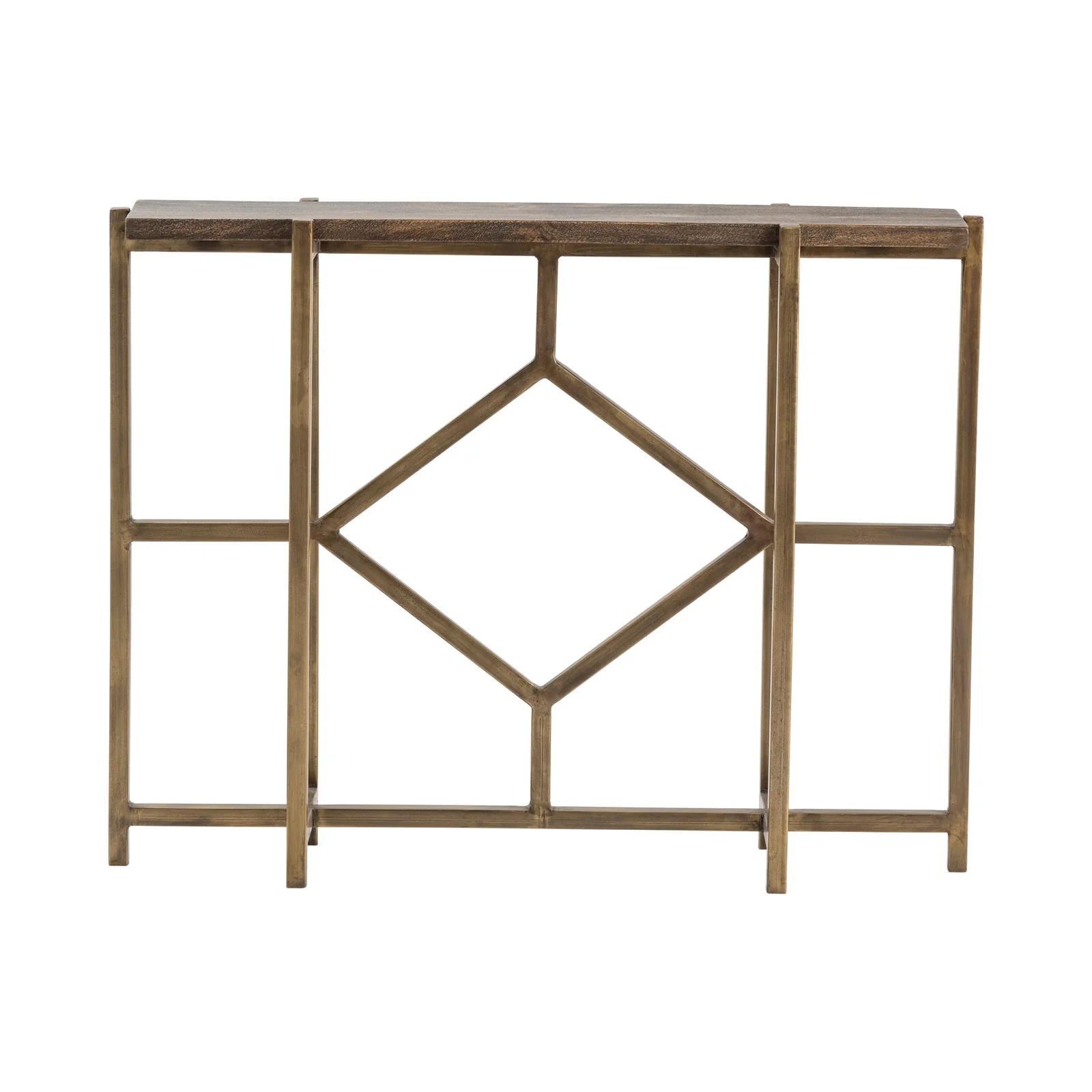 Crestview Collection Diamond Wood Modern Console Table With Gold Iron Base - Image 2