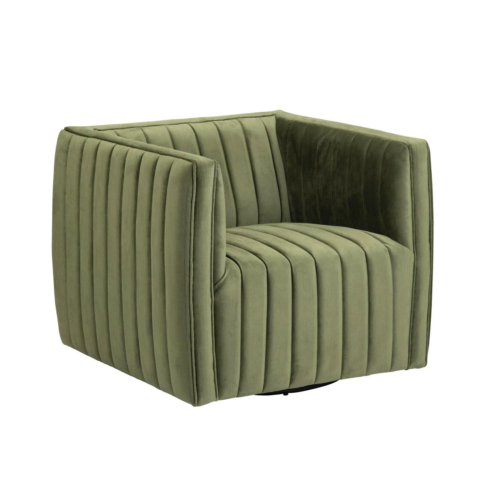 Crestview Collection Draper Green Velvet Channeled Swivel Chair - Image 3