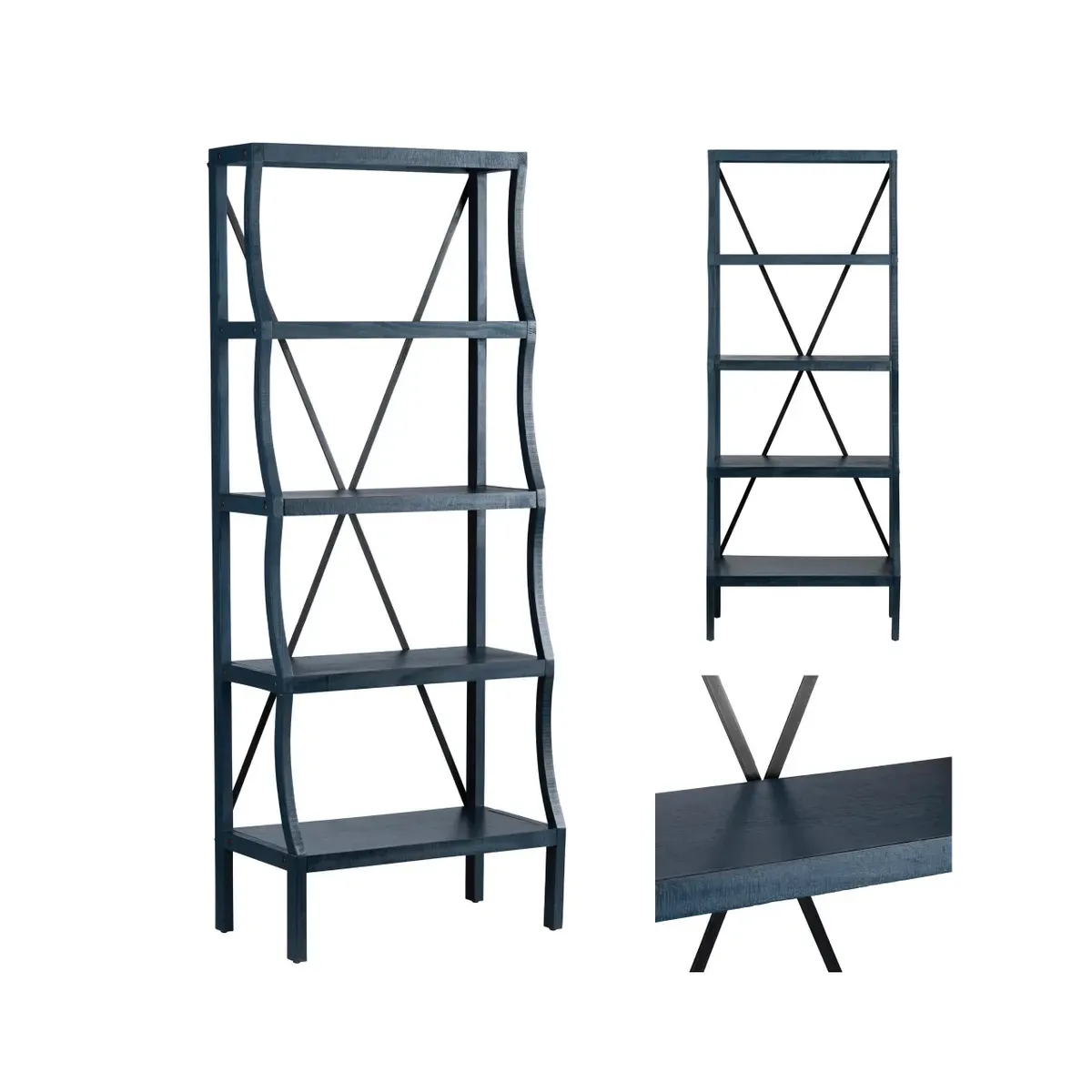 Crestview Collection Eastline Painted Blue Wood Etagere - Image 7