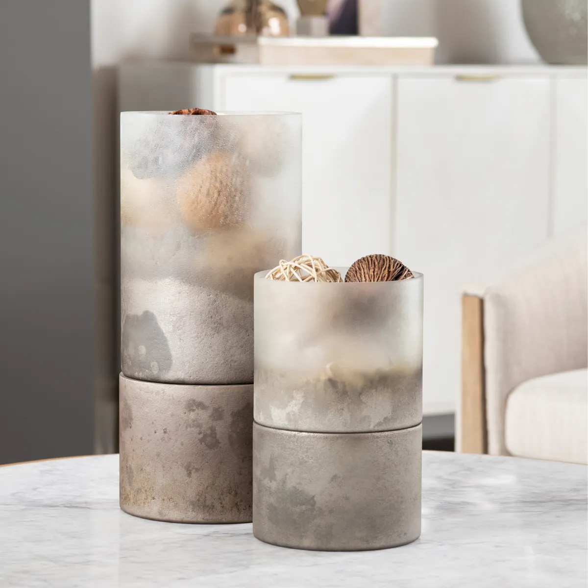 Crestview Collection Ellery Large Metallic Smoke Hurricane Globes - Image 3