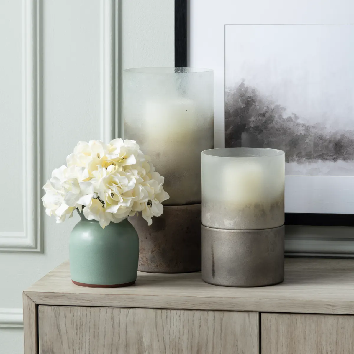 Crestview Collection Ellery Medium Metallic Smoke Hurricane Globes