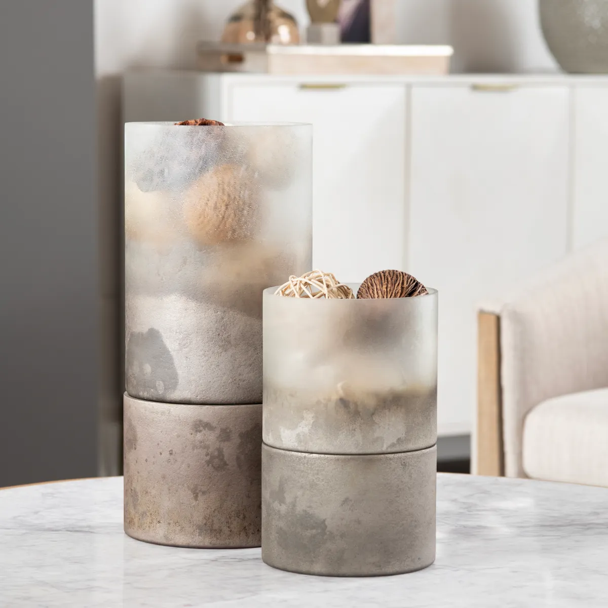 Crestview Collection Ellery Medium Metallic Smoke Hurricane Globes - Image 2