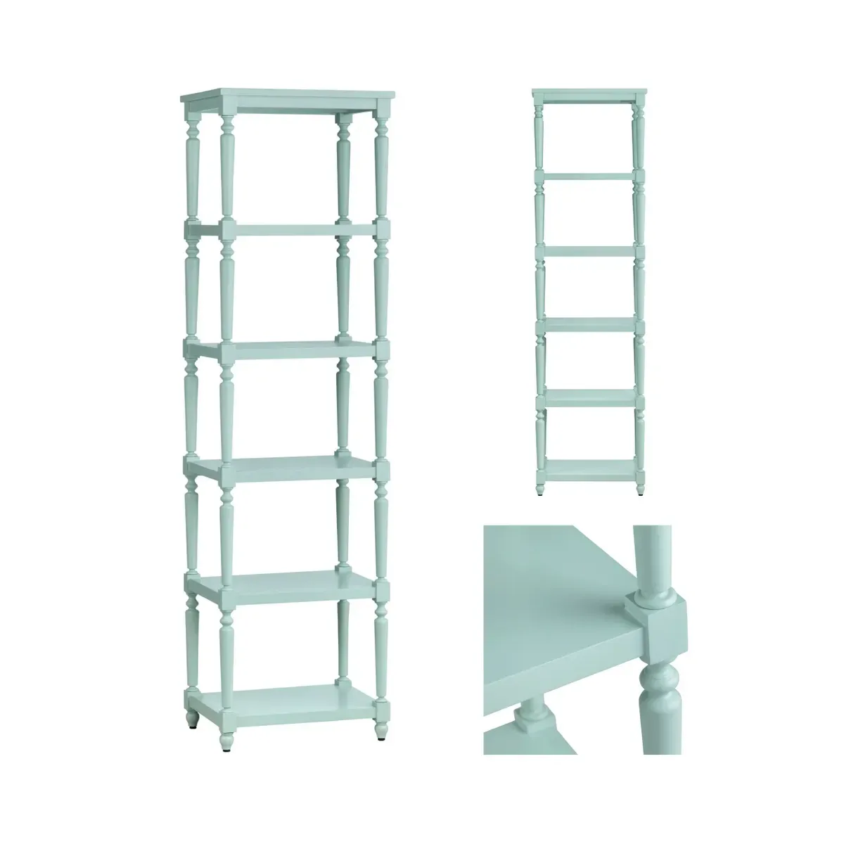 Crestview Collection Evermore 5 Shelf Turquoise Etagere - Image 3