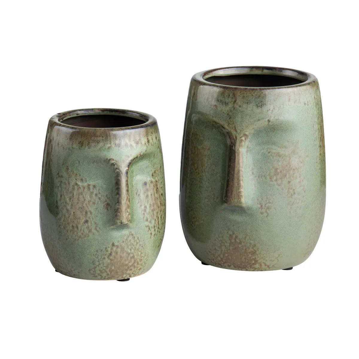Crestview Collection Facetime Green Ceramic Vases ~ Set Of 2 - Image 3