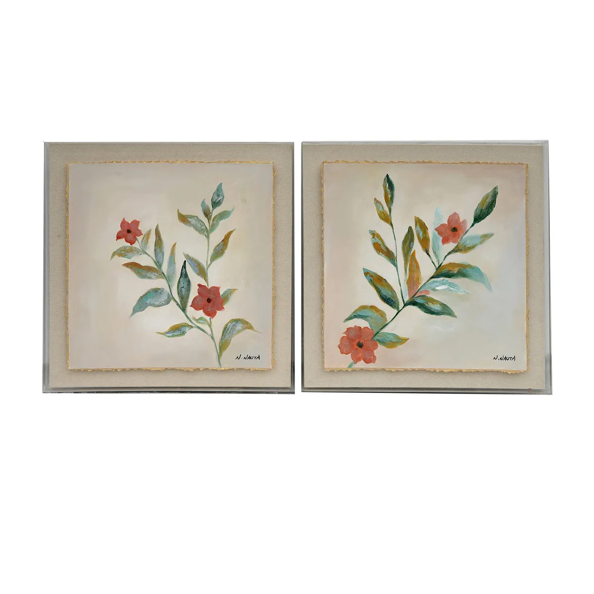 Crestview Collection Flora Y Flora Hand Painted Wall Art ~ Set Of 2